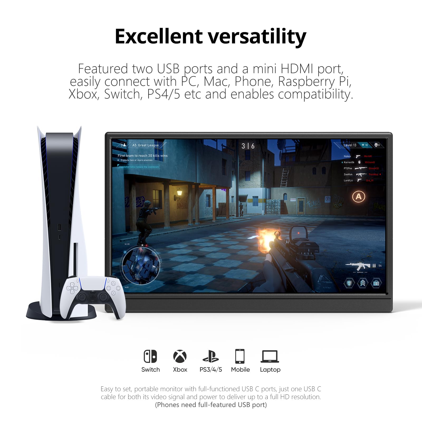 Amazon.co.jp: ポータブルモニター 15.6インチ 1080P USB-C HDMI 超薄